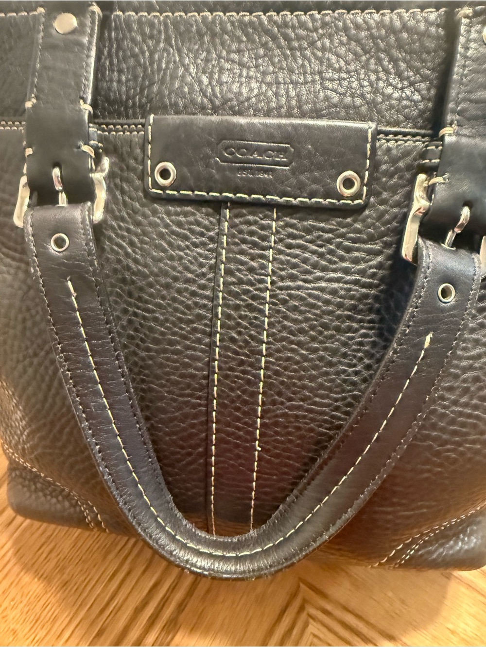 Coach F13069 Black Leather Hamptons Tote Shoulder Bag Y2K 2009 - Picture 12 of 14